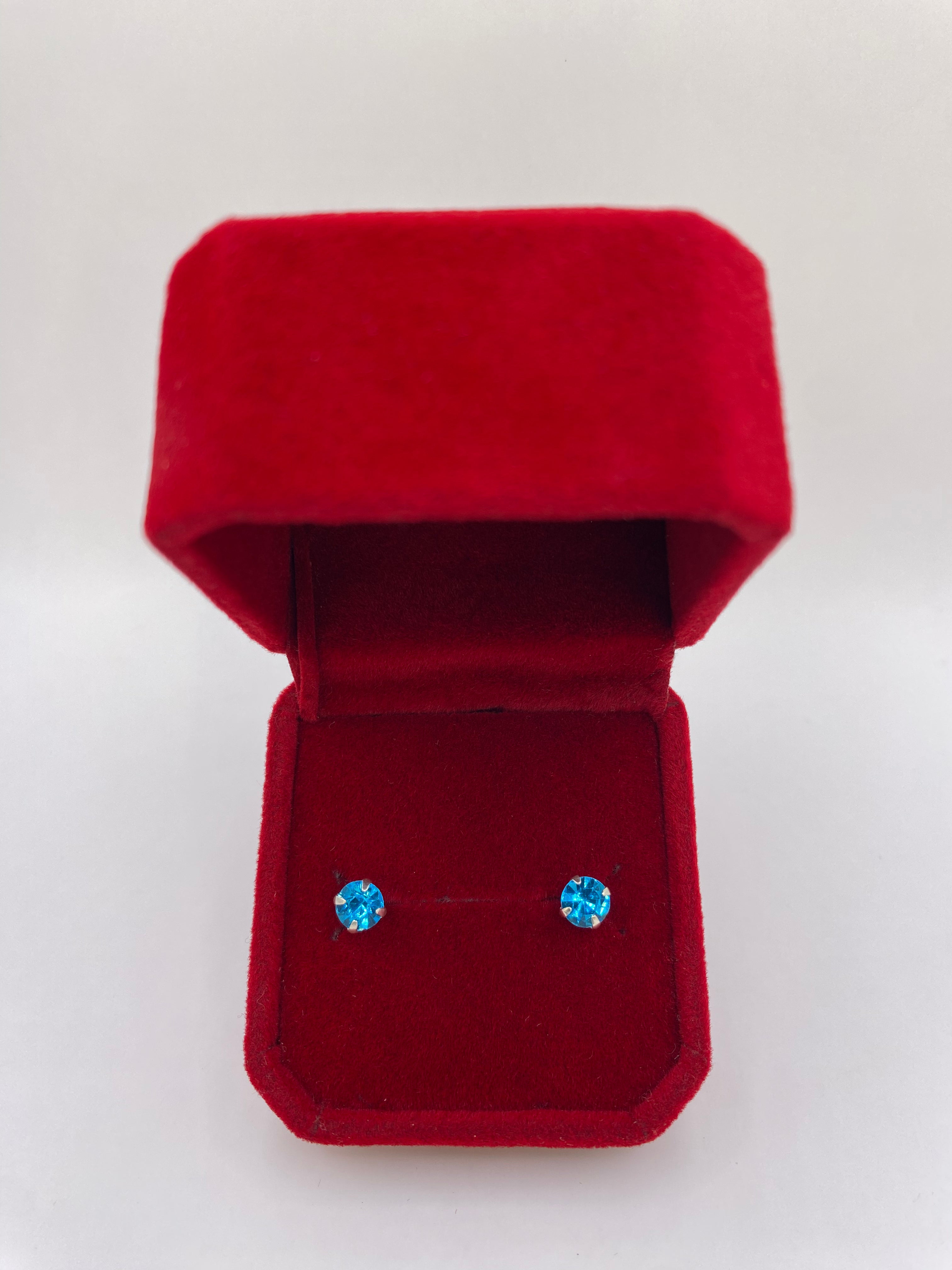 Aros de Plata Italiana Ley 925 PIEDRA CELESTE – Calidad Garantizada