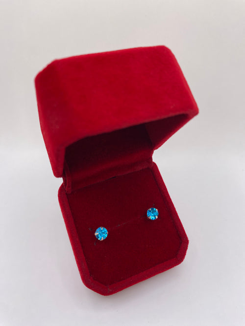 Aros de Plata Italiana Ley 925 PIEDRA CELESTE – Calidad Garantizada