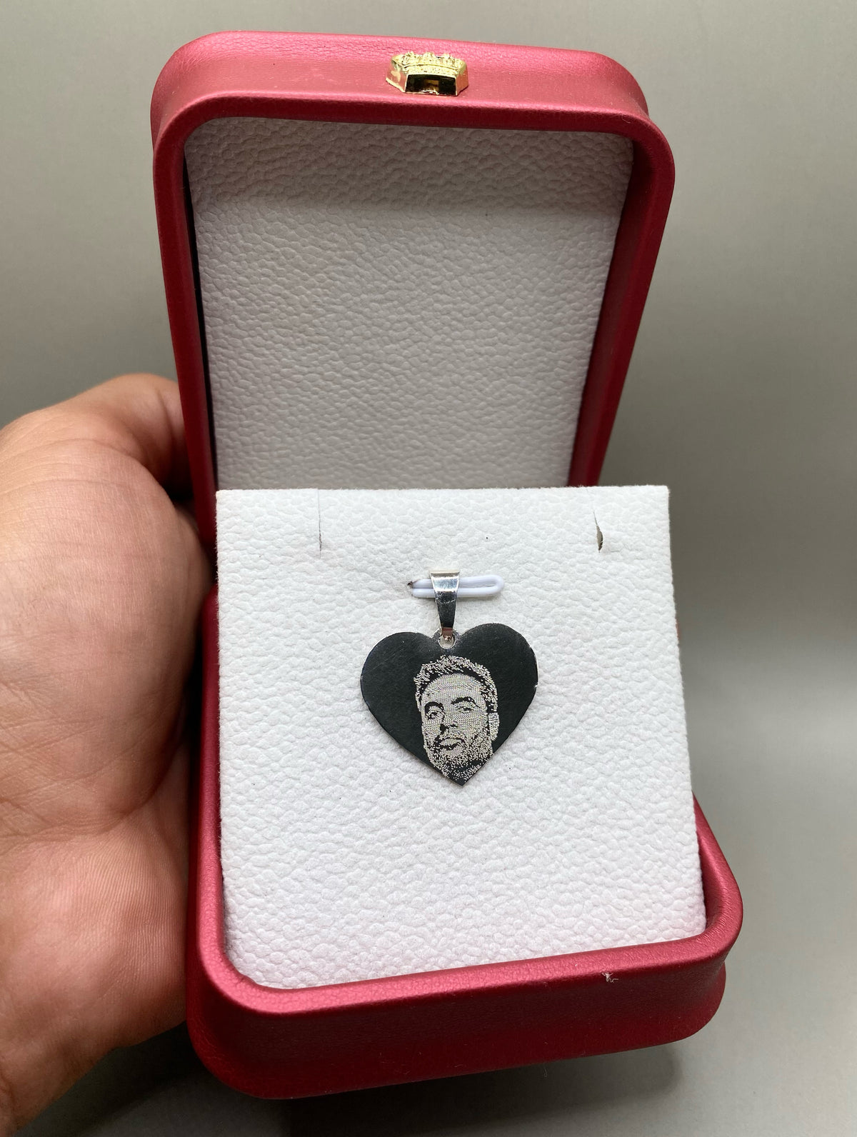 Placa Corazón Fotograbada Plata Ley 950 – 2 cm