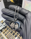 Conjunto Fotograbado Corazón Plateado – Acero Inoxidable