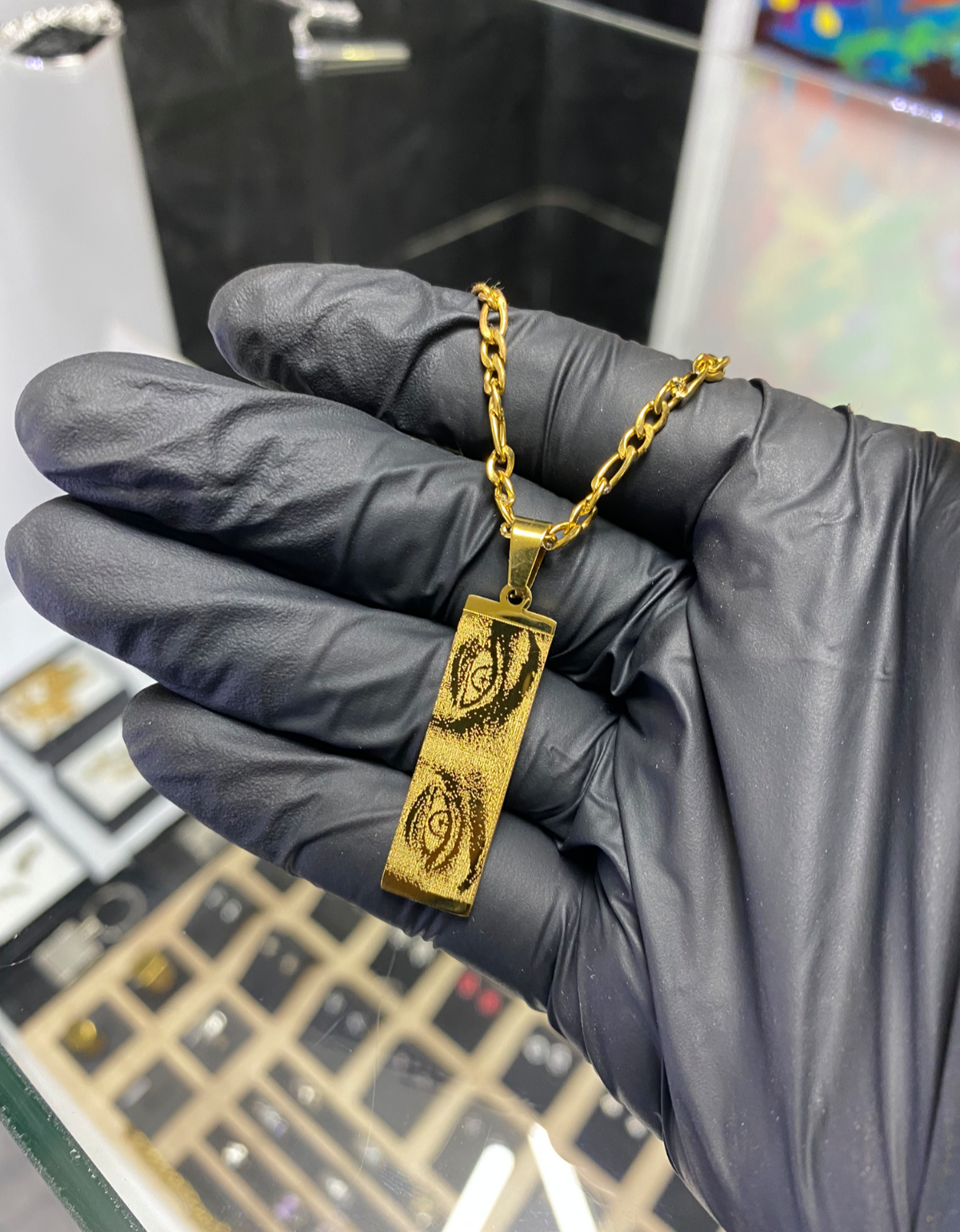 Conjunto Fotograbado Rectangular Dorado – Acero Inoxidable